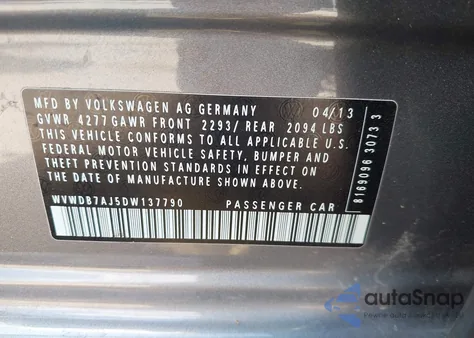 2013 Volkswagen Golf 2.5L 4-Door from USA, damaged, VIN WVWDB7AJ5DW137790